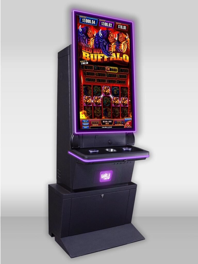 a machine with a purple screen