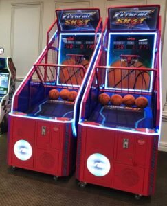 two arcade games with basketballs